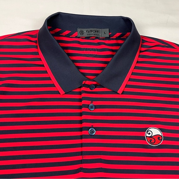G/Fore Mens Golf Polo Shirt Sz Large Striped Blue/Red B2 - Picture 4 of 7